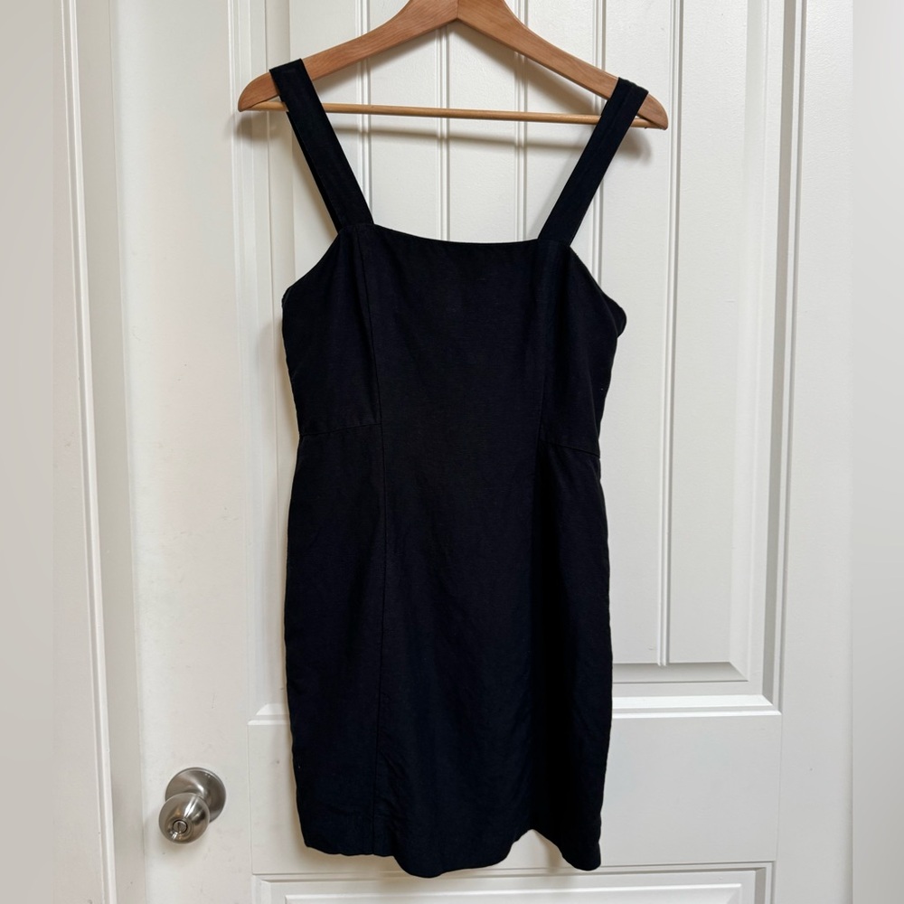 Club Monaco Black Linen Blend Square Neck Sleeveless Mini Dress. Size 2